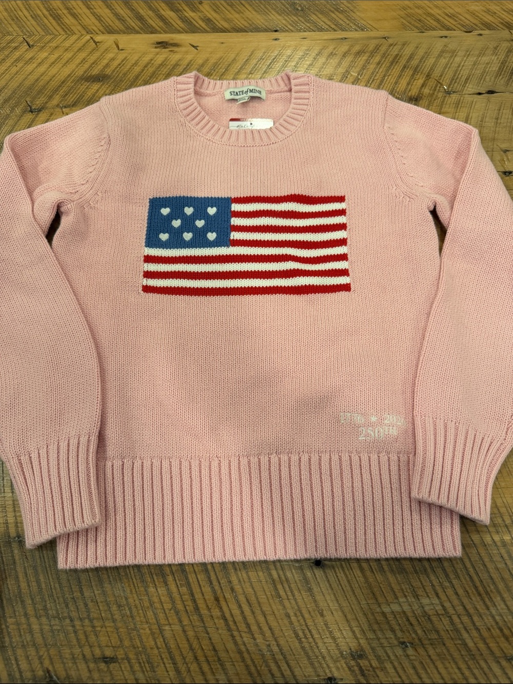State of Mine Pink Flag Intarsia Americana Sweater